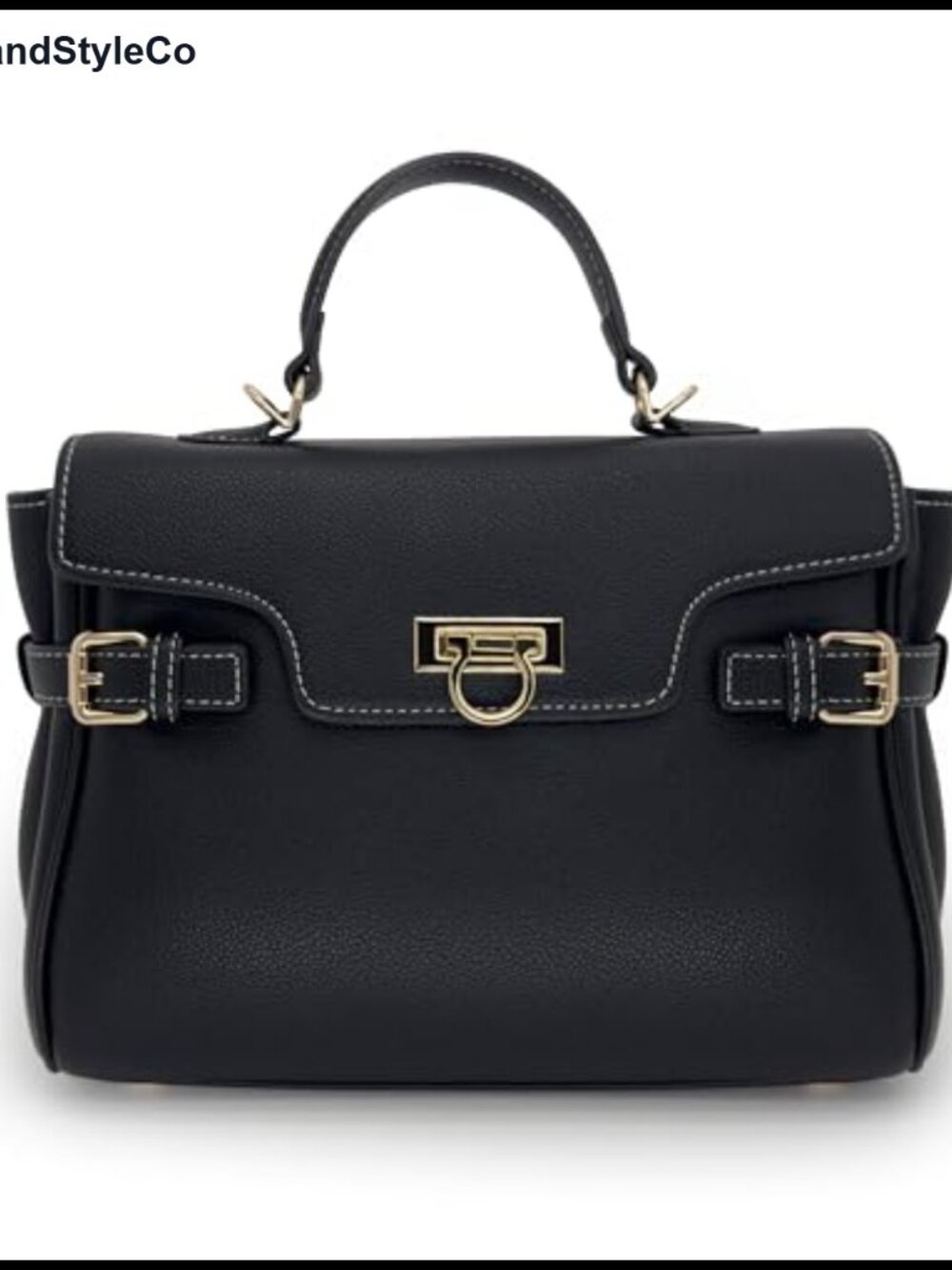 Vegan Leather Top Handle Satchel Purse Crossbody Detachable Strap